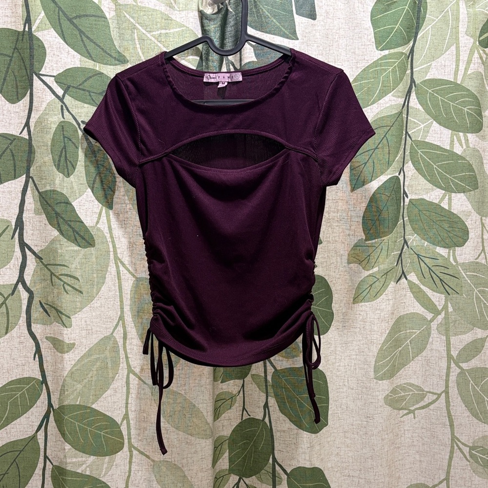 Crave Fame Deep Purple Ruched Crop Top
